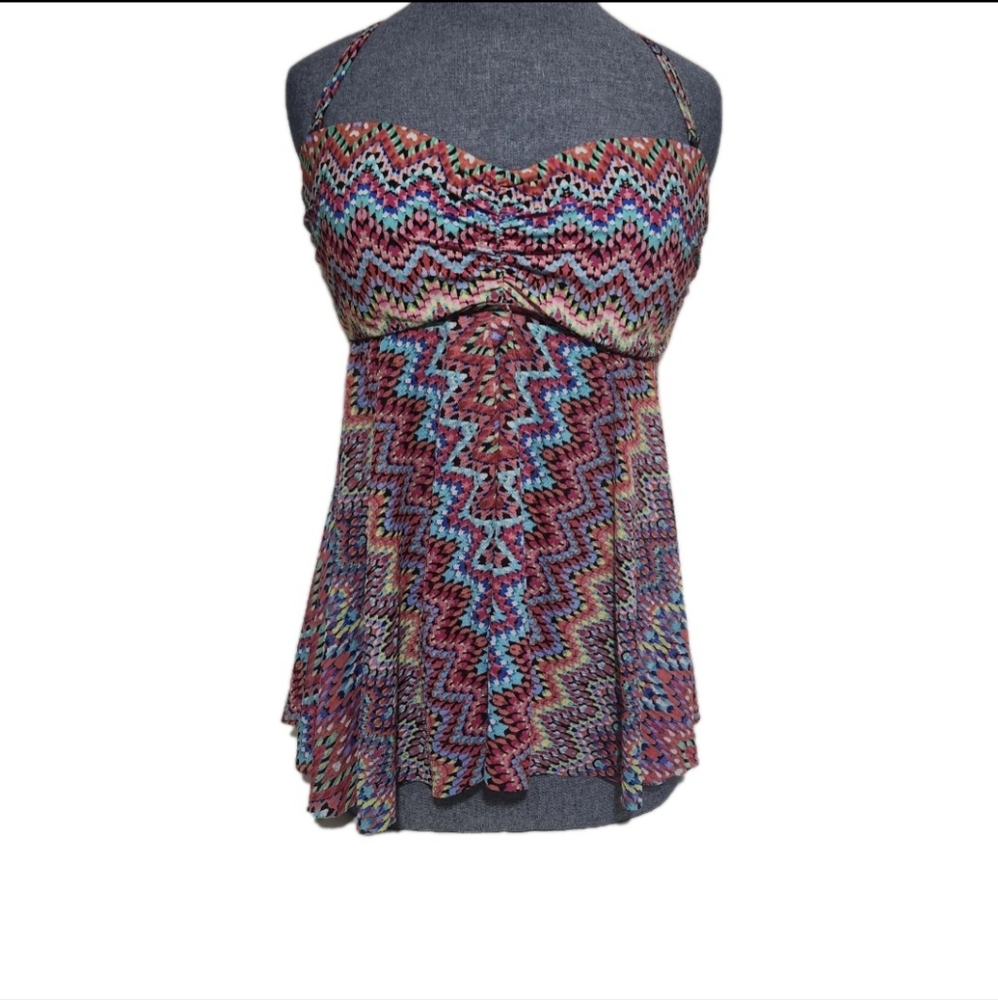 Profile By Gottex Colorful Zigzag Tank Top